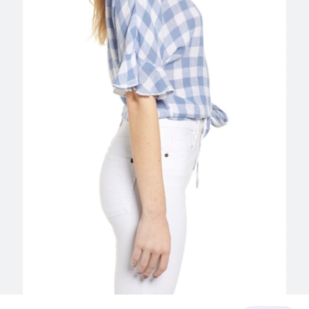 Rails Athena Crop Wrap Gingham Blouse - Blue & Wh… - image 3